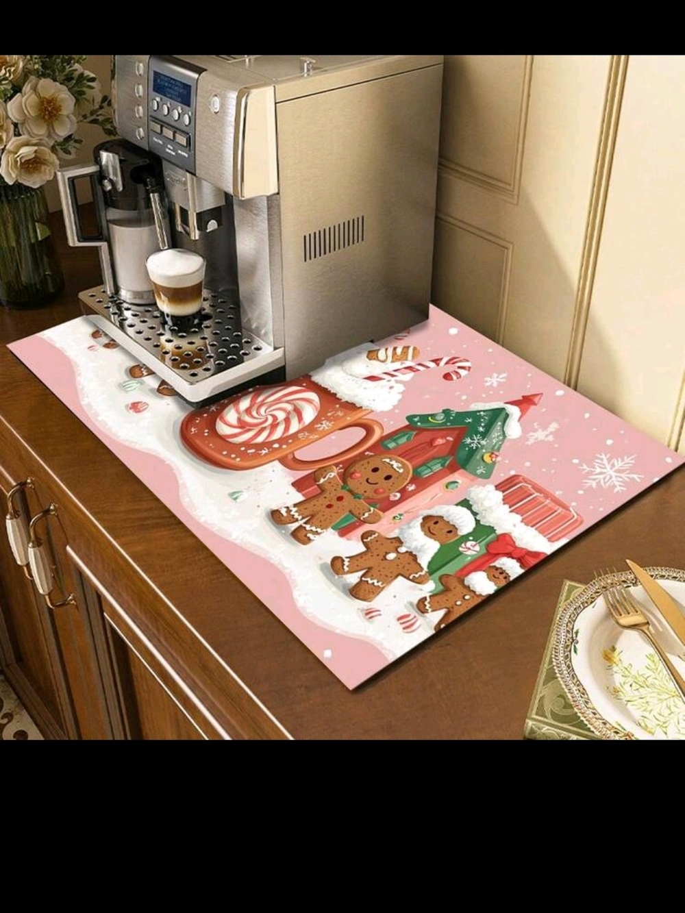 Gingerbread Silicone Absorbent Non Slip Mat - Picture 4 of 8